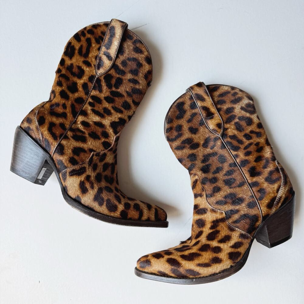 Ariat Leather Calf Hair Leopard Bandida Western Boot Size 9.5